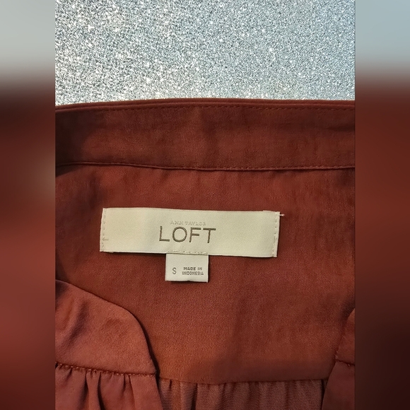 Loft Women's Rust Colored Silky Blouse - Picture 10 of 12